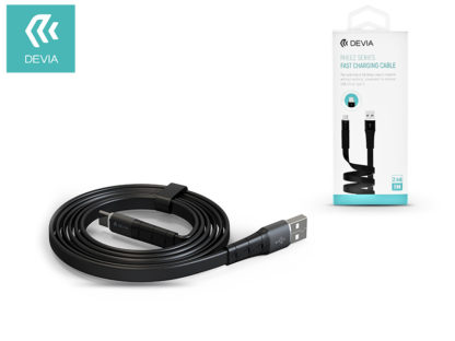 USB - USB Type-C adat- és töltőkábel 1 m-es lapos vezetékkel - Devia Pheez Flat Fast Charging Cable for Type-C 2.4A - black