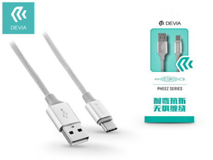 USB - USB Type-C adat- és töltőkábel 1 m-es vezetékkel - Devia Pheez USB Type-C 2.0 Cable - silver