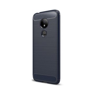 Motorola Moto G7 Power, TPU szilikon tok, közepesen ütésálló, szálcsiszolt, karbon minta, sötétkék