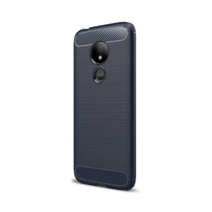 Motorola Moto G7 Power, TPU szilikon tok, közepesen ütésálló, szálcsiszolt, karbon minta, sötétkék