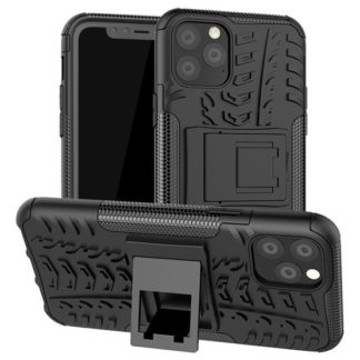 Apple iPhone 11 Pro , Műanyag hátlap védőtok, Defender, kitámasztóval és szilikon belsővel, autógumi minta, fekete