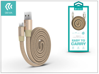 USB - USB Type-C adat- és töltőkábel 80 cm-es vezetékkel - Devia Ring Y1 USB Type-C 2.4 Cable - gold