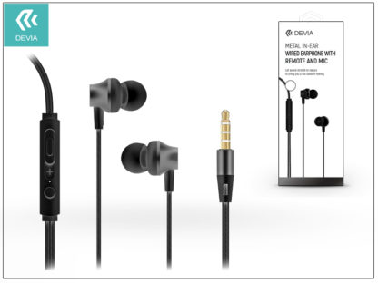 Devia univerzális sztereó felvevős fülhallgató - 3,5 mm jack - Devia Metal In-Ear Wired Earphones - black