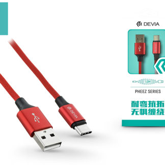 USB - USB Type-C adat- és töltőkábel 1 m-es vezetékkel - Devia Pheez USB Type-C 2.0 Cable - red