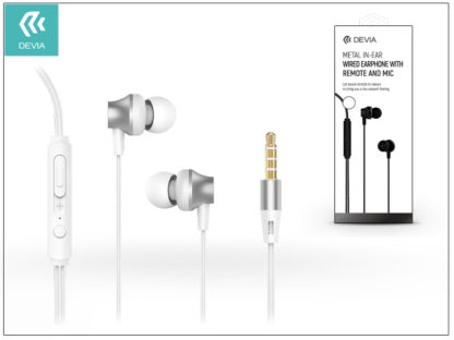Devia univerzális sztereó felvevős fülhallgató - 3,5 mm jack - Devia Metal In-Ear Wired Earphones - silver