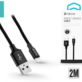 Apple iPhone 5/5S/5C/SE/iPad 4/iPad Mini USB töltő- és adatkábel - 2 m-es vezetékkel - Devia Pheez Lightning USB 2.1A - black