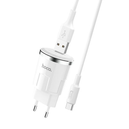 Prémium minőségű HOCO hálozati töltő C37A 1xUSB 2,4A 12W plusz USB Type C kábel - Image 8