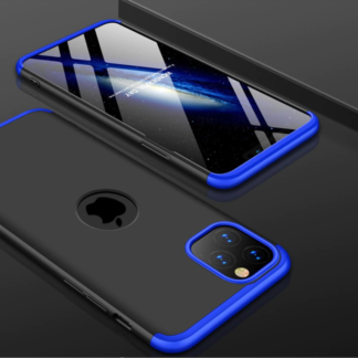 iPhone 11 pro 360°-os kék-fekete tok+üvegfólia