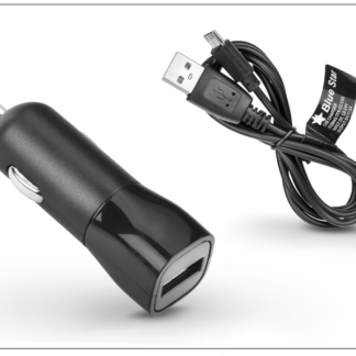 USB szivargyújtó töltő adapter + micro USB adatkábel 100 cm-es vezetékkel - 5V/1A - fekete