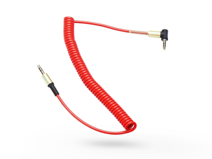3,5 - 3,5 mm jack audio kábel spirál vezetékkel - piros/arany