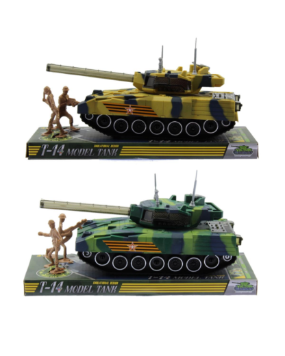 Tank, elemes(3 gombelem benne), hangot ad és világít, 2 figurával, 2 szín, 28x12 cm platformos csomagolásban