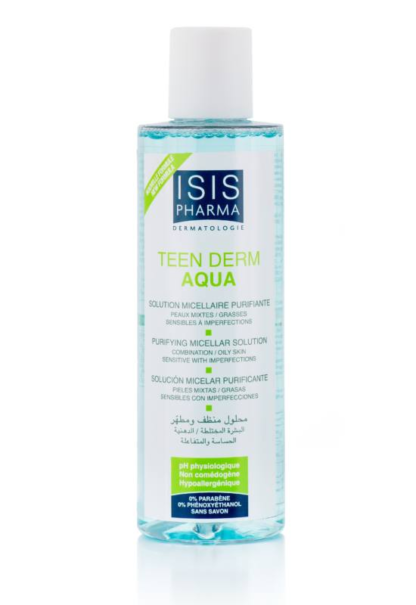 Isispharma Teen Derm Aqua Micellás lemosó, zsíros-mitesszers bőrre, 200 ml