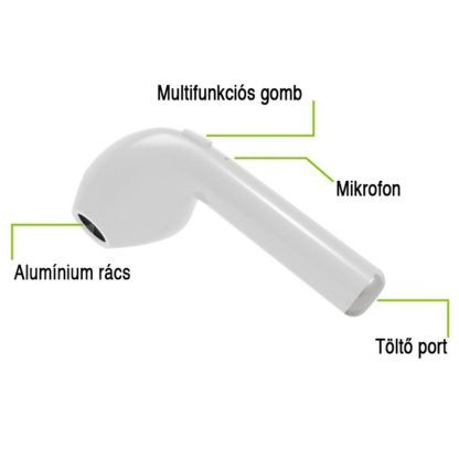 Bluetooth Fülhallgató Earphone bluetooth TWS i7s AirPods fehér - Image 4