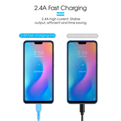 Szilikon Lightning kábel QC gyorstöltő funkcióval és gyors adatátviteli sebesség kék - Image 4
