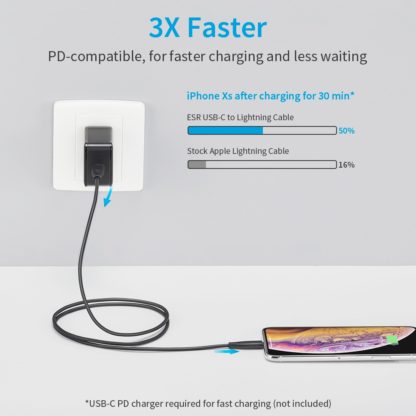 ESR  Usb C -Lightning PD k?bel , 1m, Fekete