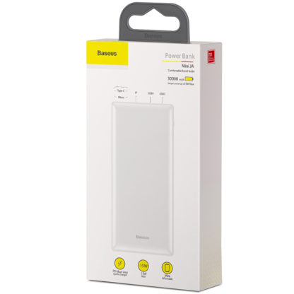 Power Bank 30000 mAh Baseus Mini JA USB / USB-C PD / micro USB / Lightning 3A külső akkumulátor - Fehér - Image 4