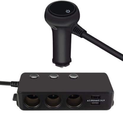 Autós szívargyújtó elosztó 3-as plusz 4 db USB, 12/24V, külön kapcsolható aljzatok - Image 2