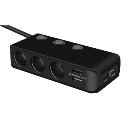 Autós szívargyújtó elosztó 3-as plusz 4 db USB, 12/24V, külön kapcsolható aljzatok - Image 8