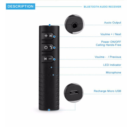 Bluetooth Audioadapter AUX bármilyen hangszóróhoz, Audiorendszerhez, Hordozható eszközhöz, Autós hangszóróhoz, Vezeték nélküli, Kihangosítható - Image 6