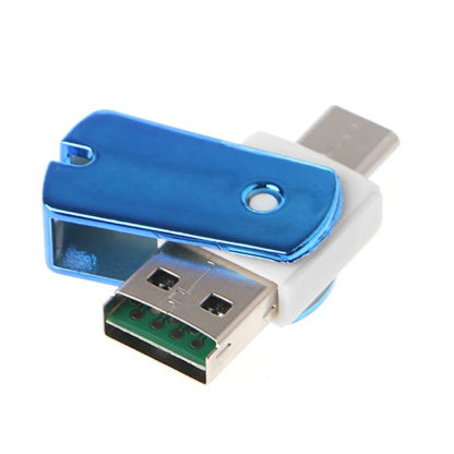 Micro SD kártyaolvasó USB Type C csatlakozó CR09 Kék OTG - Image 2