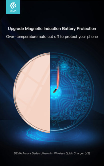 Devia Qi univerzális vezeték nélküli töltő állomás - 5V/1A - Devia Aurora V2 Wireless Charger - rose gold - Qi szabványos - Image 5