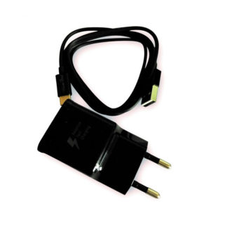 Hálózati töltőadapter 2A + USB-C kábel 1M, fekete