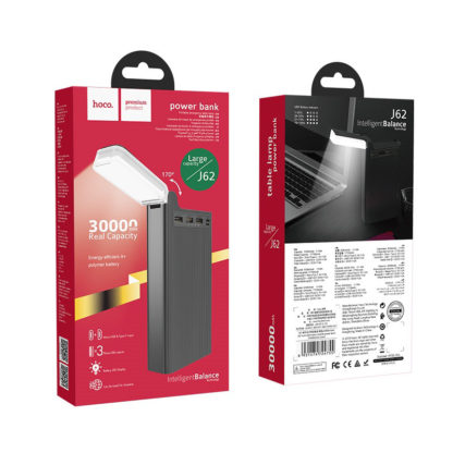 Hoco Power Bank J62 Jove 3xUSB 30000mAh LED lámpával, fekete - Image 5