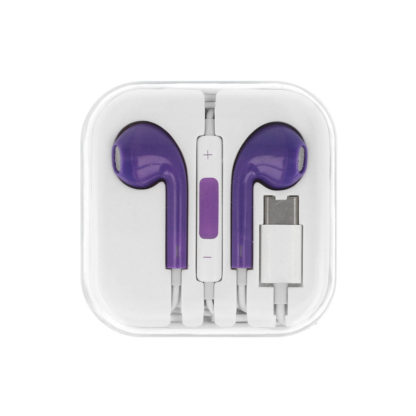Fülhallgató USB Type C lila Mega Bass univerzális