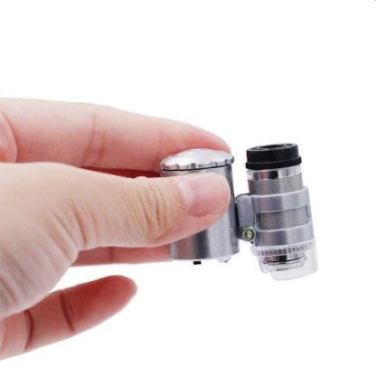 Mini zsebmikroszkóp, LED és UV fény, 60X, ökológiai bőrtok - Image 9