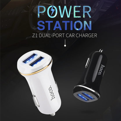 Prémium minőségű HOCO autós töltő Z1 2xUSB 2,1A fekete - Image 5