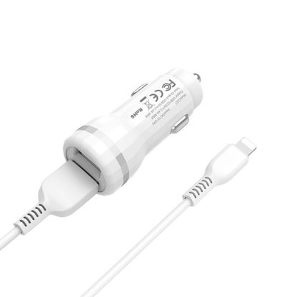Prémium minőségű HOCO autós töltő Z27 2xUSB 2,4A plusz lightning kábel fehér - Image 3