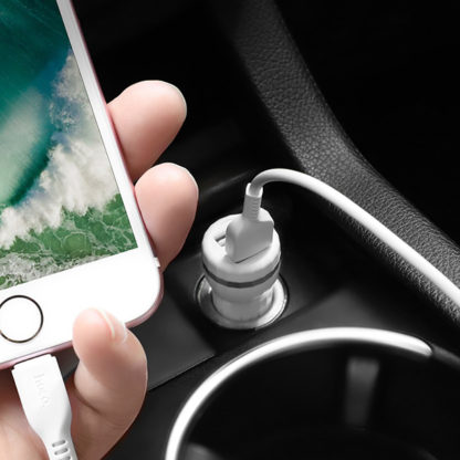 Prémium minőségű HOCO autós töltő Z27 2xUSB 2,4A plusz lightning kábel fehér - Image 13