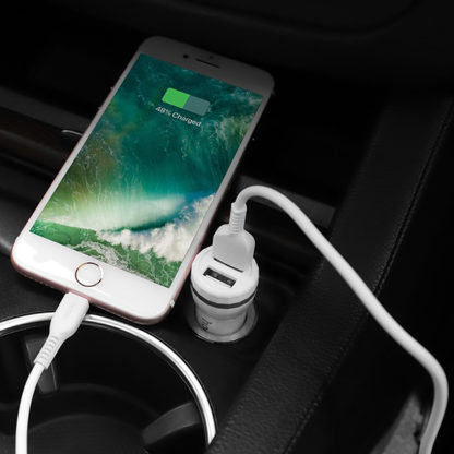 Prémium minőségű HOCO autós töltő Z27 2xUSB 2,4A plusz lightning kábel fehér - Image 14