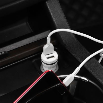 Prémium minőségű HOCO autós töltő Z27 2xUSB 2,4A plusz lightning kábel fehér - Image 15