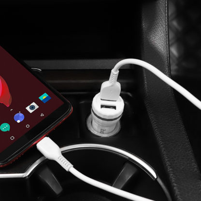 Prémium minőségű HOCO autós töltő Z27 2xUSB 2,4A plusz lightning kábel fehér - Image 16
