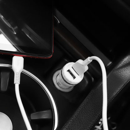 Prémium minőségű HOCO autós töltő Z27 2xUSB 2,4A plusz lightning kábel fehér - Image 17