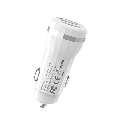 Prémium minőségű HOCO autós töltő Z27 2xUSB 2,4A plusz lightning kábel fehér - Image 7