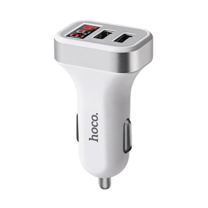 Prémium minőségű HOCO Z3 autós töltő 2xUSB 3,1A LCD kijelzős fehér - Image 3