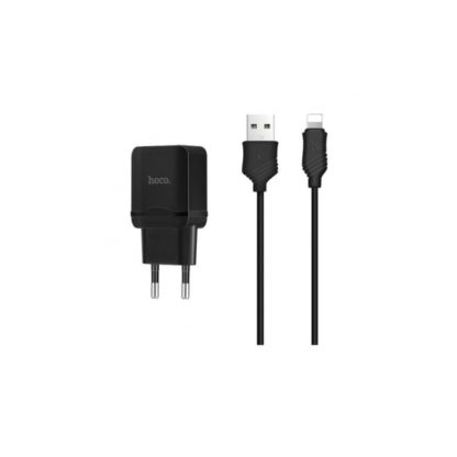 Prémium minőségű HOCO hálózati töltő C22A 1xUSB 2,4A plusz lightning kábel fekete - Image 4