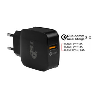 TEL1 gyorstöltő-Micro USB hálózati töltő+1m-es fekete töltőkábel