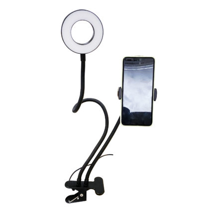 Telefonállvány LED gyűrűfénnyel profi élő közvetítéshez fekete - Image 4