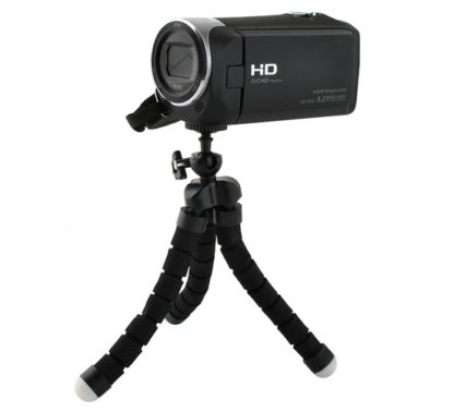 Tripod, hajlítható lábú, szelfi és asztali miniállvány, fekete, telefon adapterrel - Image 6