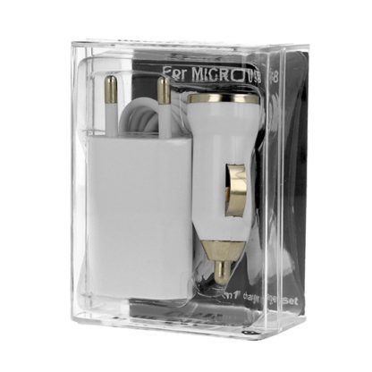 3 az 1-ben - USB Type C 1 A (autós töltő (szivartöltő fej), hálozati töltő fej, USB kábel) fehér