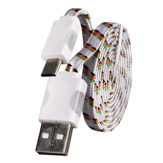 USB kábel - Fonott ledes világítás micro USB 1 méteres fehér