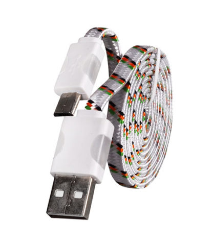 USB kábel - Fonott ledes világítás micro USB 1 méteres fehér