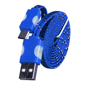 USB kábel - Fonott ledes világítás micro USB 1 méteres kék