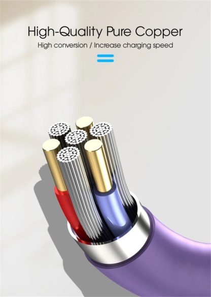 USB kábel-Szilikon USB Type C kábel-QC 3.0 1m rózsaszín - Image 5