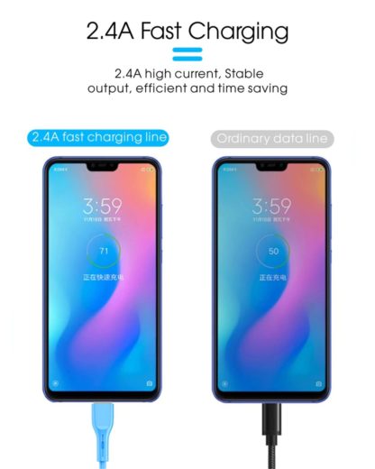 USB kábel-Szilikon USB Type C kábel-QC 3.0 1m rózsaszín - Image 3