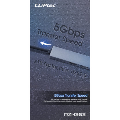 USB HUB elosztó USB 3.1 + 3XUSB 2.0 - THUNDER II, CLiPtec RZH363 - Image 6